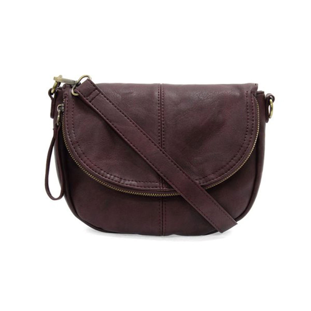 JOY SUSAN HELENE SMALL SADDLE CROSSBODY BAG AUBERGINE