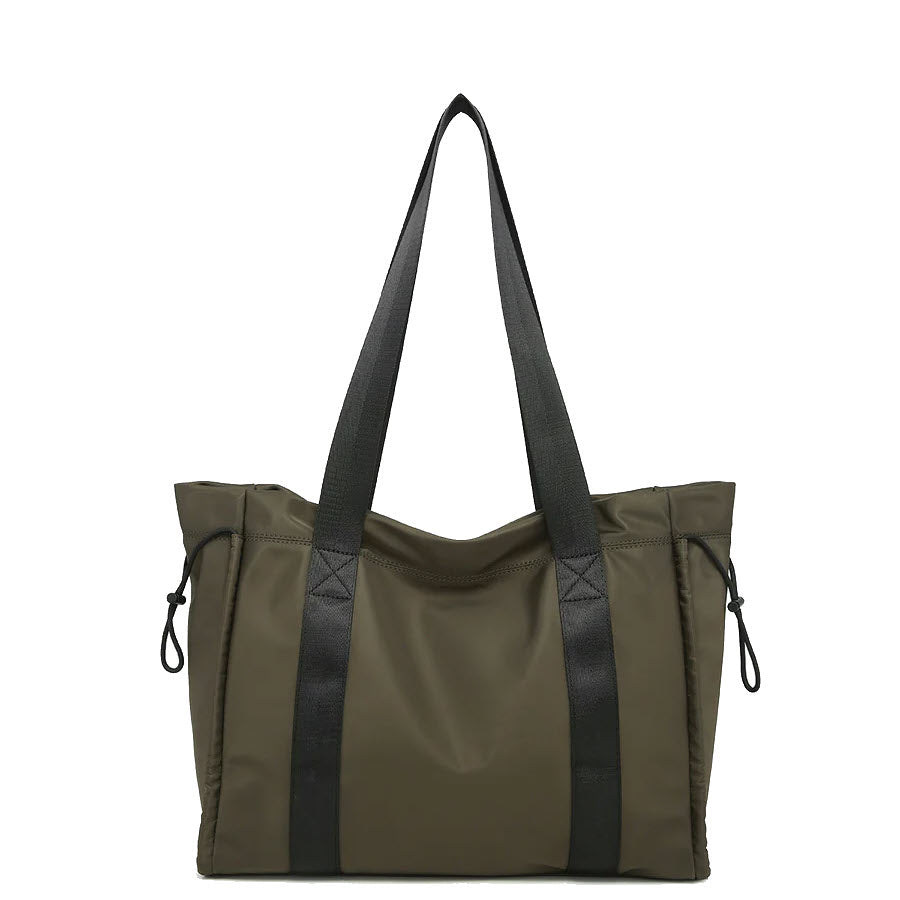 JEN & CO LYDIA NYLON TOTE BAG DARK OLIVE