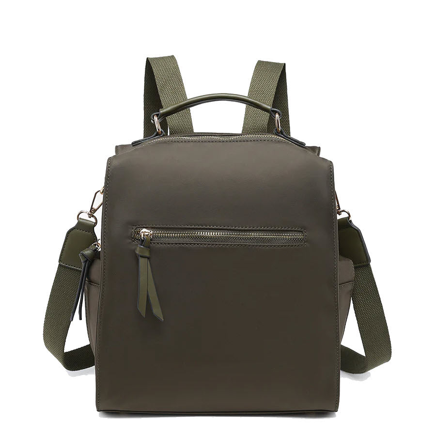 JEN & CO LAURA NYLON BACKPACK DARK OLIVE