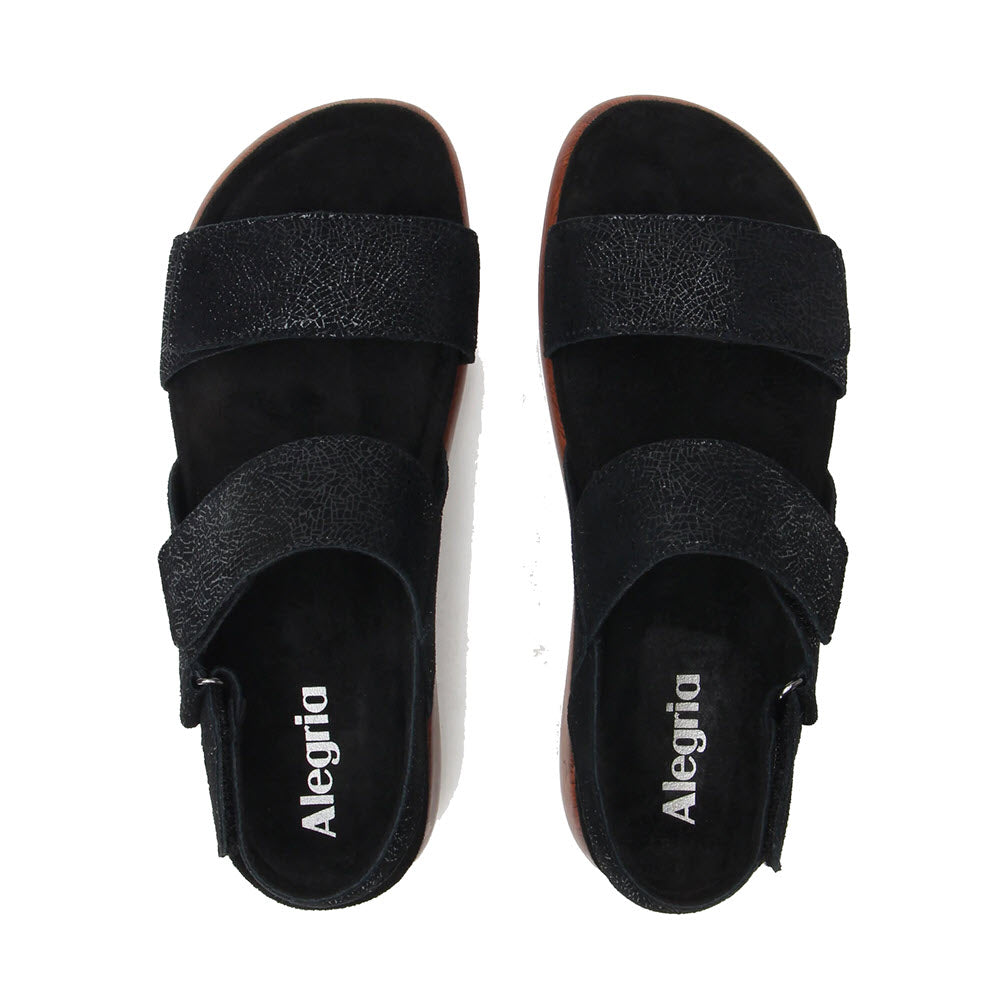 ALEGRIA BAILEE ADJUSTABLE SANDAL CRACKLE BLACK - WOMENS