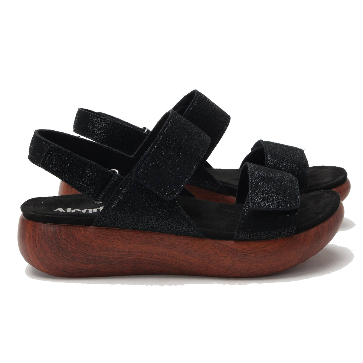 ALEGRIA BAILEE ADJUSTABLE SANDAL CRACKLE BLACK - WOMENS