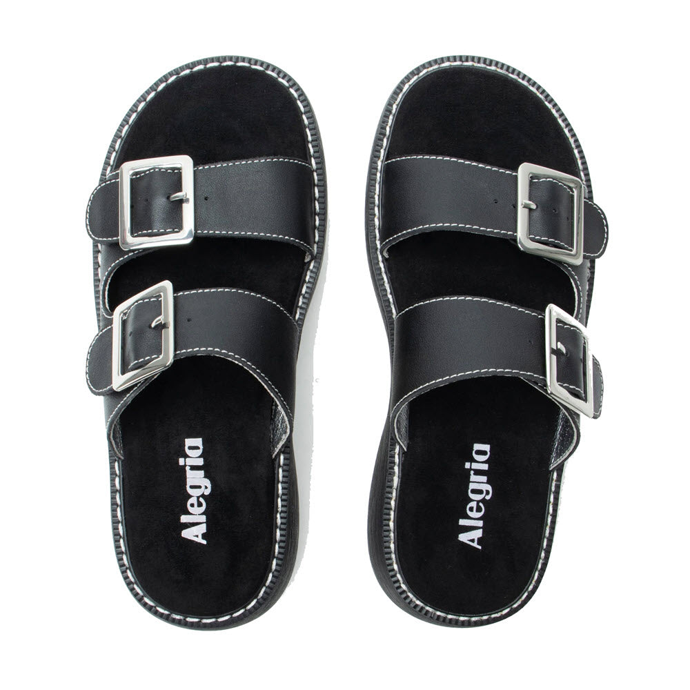 ALEGRIA IZA TWO STRAP ADJUSTABLE SANDAL CHUNKY BOTTOM FONDLY BLACK - WOMENS