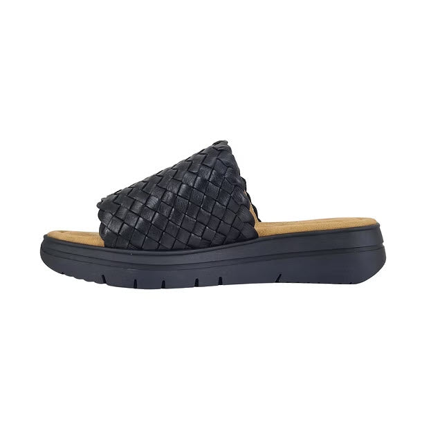 SALVIA ADRIAN SLIDE BLACK WOVEN NAPPA - WOMENS