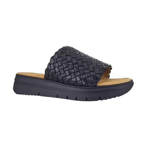 SALVIA ADRIAN SLIDE BLACK WOVEN NAPPA - WOMENS