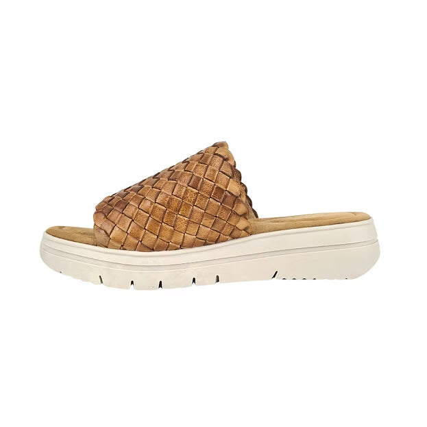 SALVIA ADRIAN SLIDE TAN WOVEN NAPPA - WOMENS