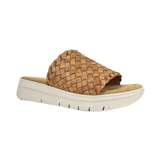SALVIA ADRIAN SLIDE TAN WOVEN NAPPA - WOMENS