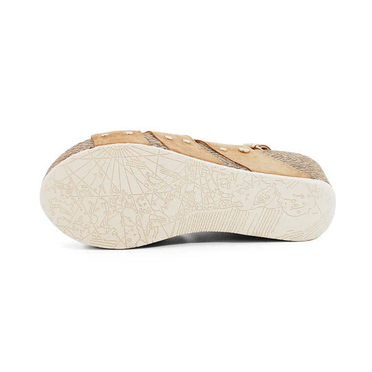 BUSSOLA FIORA SAND SILK SUEDE WEDGE SANDAL - WOMENS