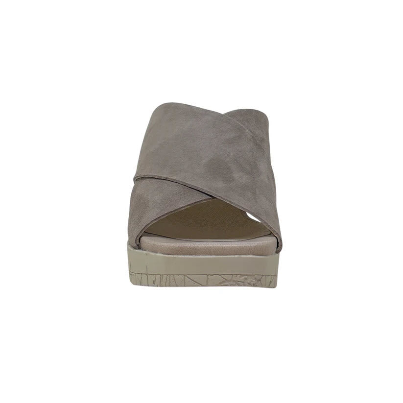 BUSSOLA VELMA BLOCK HEEL SANDAL FOSSIL SILK SUEDE - WOMENS