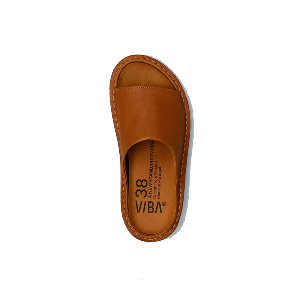 VIBAE SAINT TROPEZ LEATHER SANDAL COGNAC BROWN - ADULTS