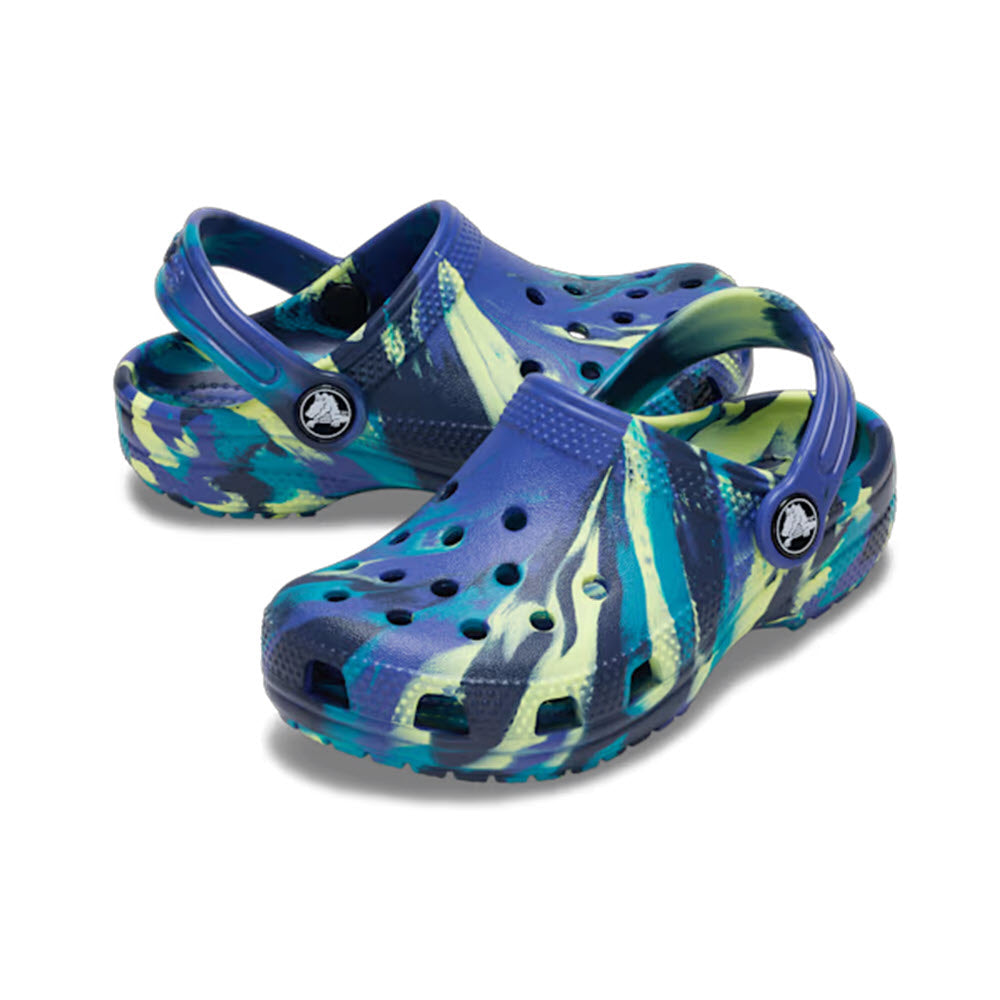CROCS CLASSIAC MARBLED CLOG NAVY TURBO TEAL - KIDS