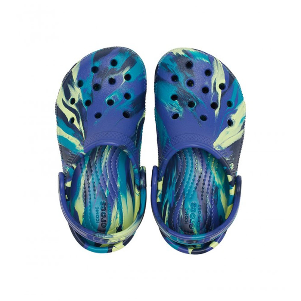 CROCS CLASSIC MARBLED CLOG NAVY TURBO TEAL - KIDS