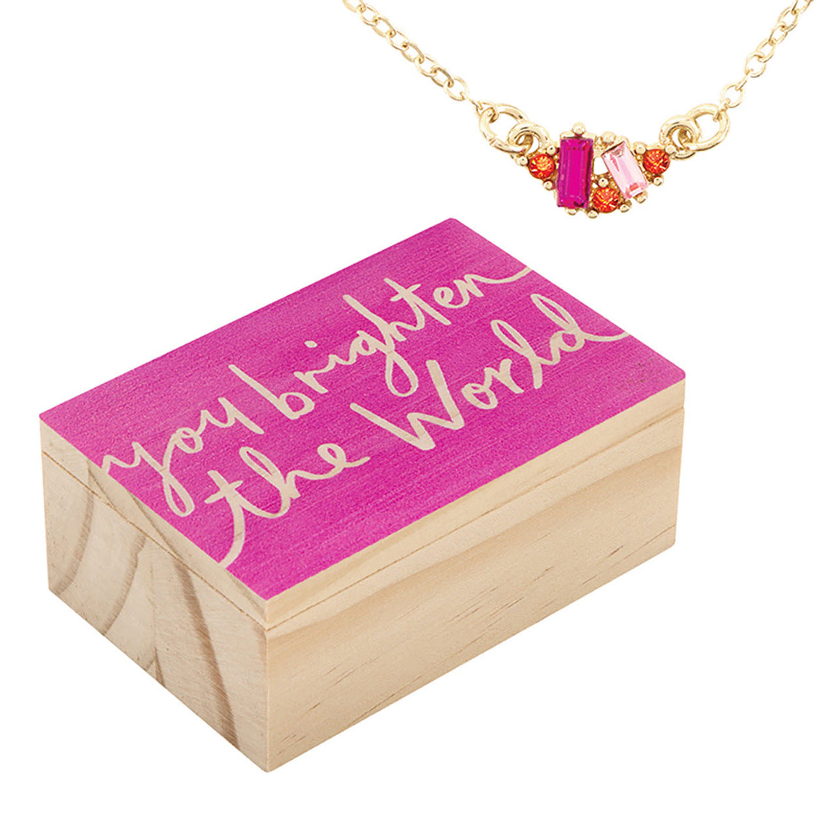 SANTA BARBARA TREASURE BOX NECKLACE BRIGHTEN THE WORLD HOT PINK