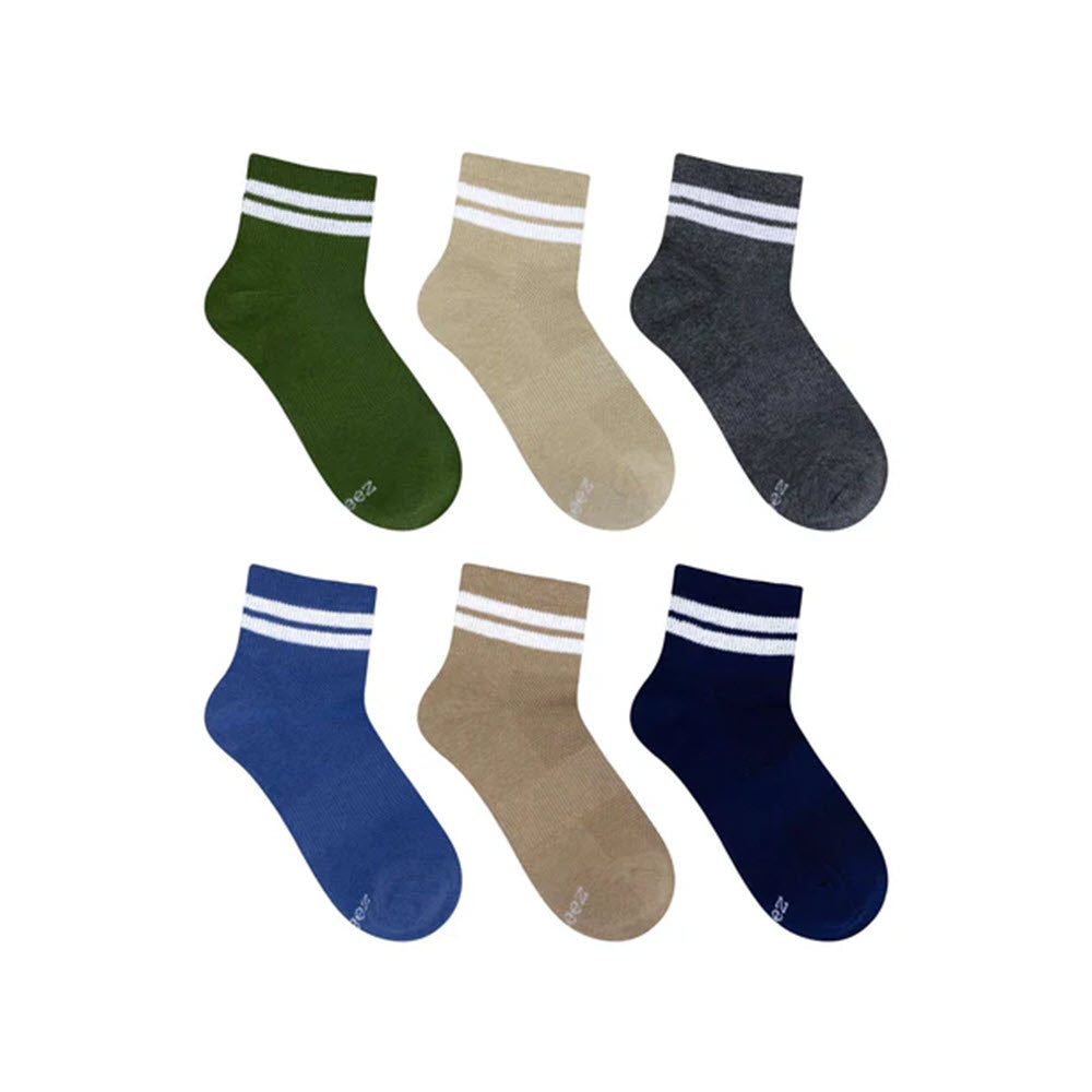 ROBEEZ 6 PACK QUATER SOCKS BRADY STRIPE - KIDS