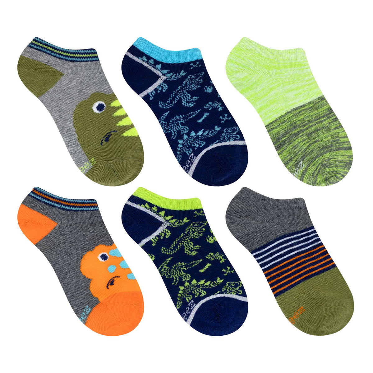 ROBEEZ 6 PACK NO SHOW SOCKS FOLLOW THE ROAR - KIDS