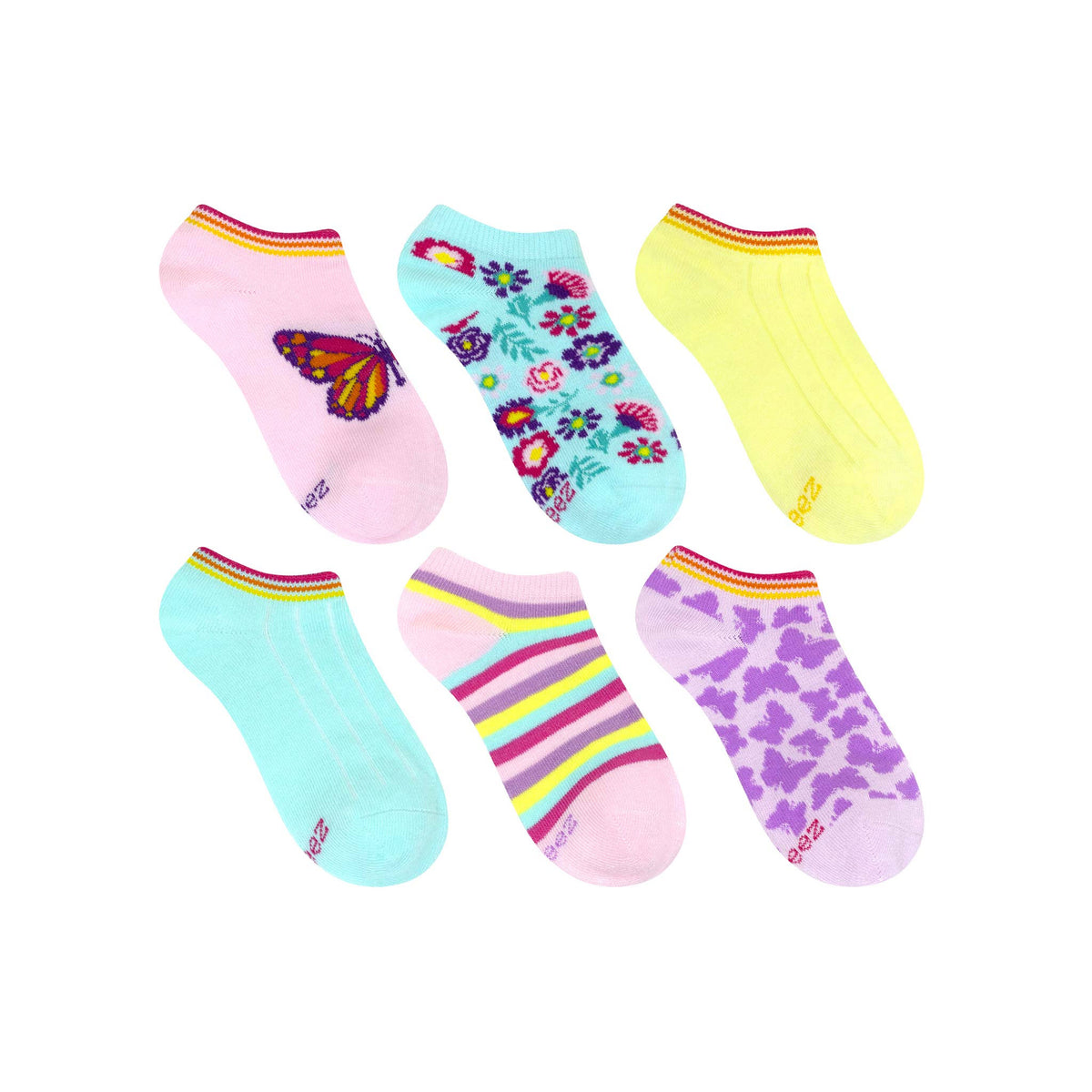 ROBEEZ 6PK NO SHOW SOCKS SPREAD YOUR WINGS - KIDS