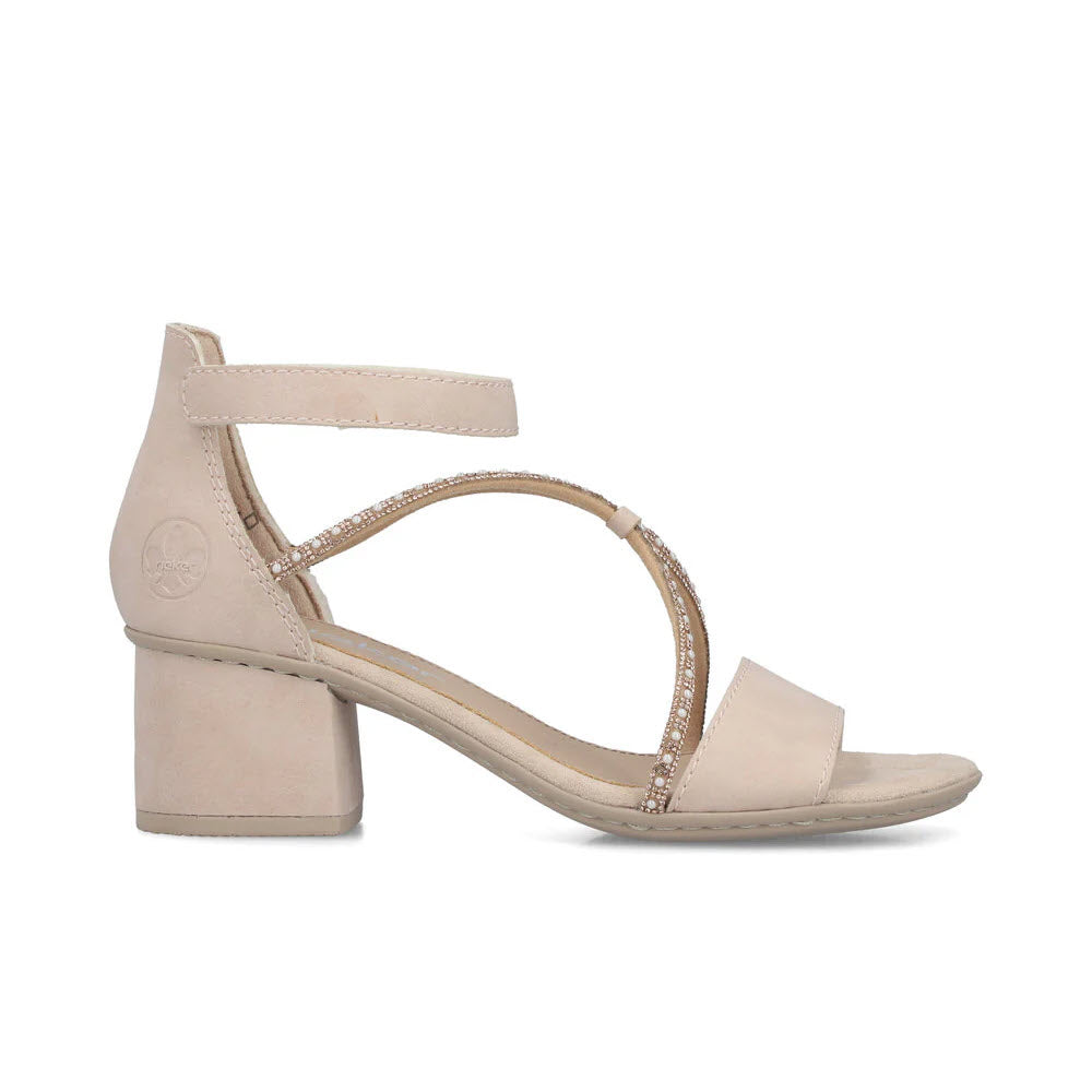 RIEKER STRAPPY BLOCK HEEL SANDAL TAUPE - WOMENS