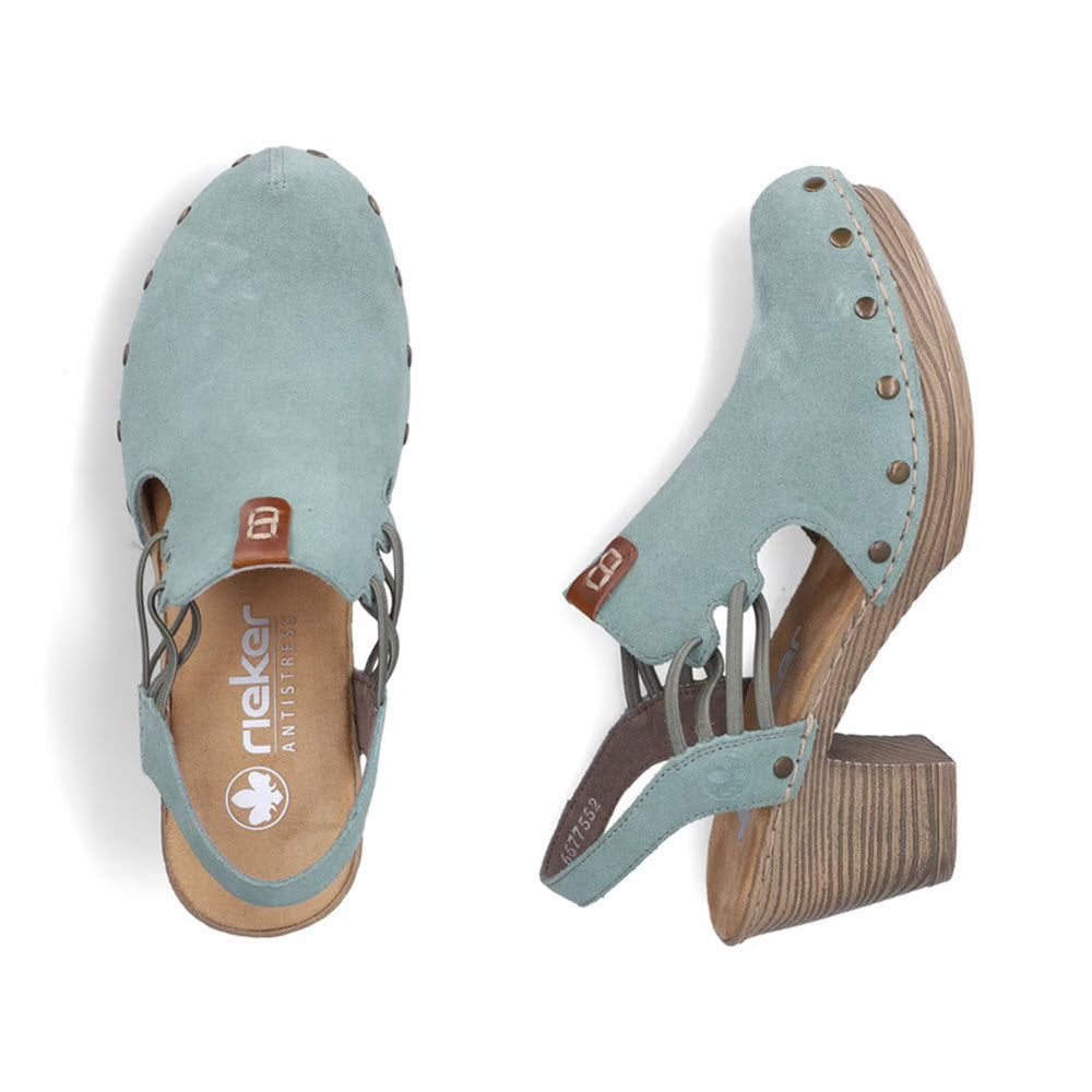 RIEKER RIVOTED NUBUCK CLOG PISTACHIO AMARETTO - WOMENS