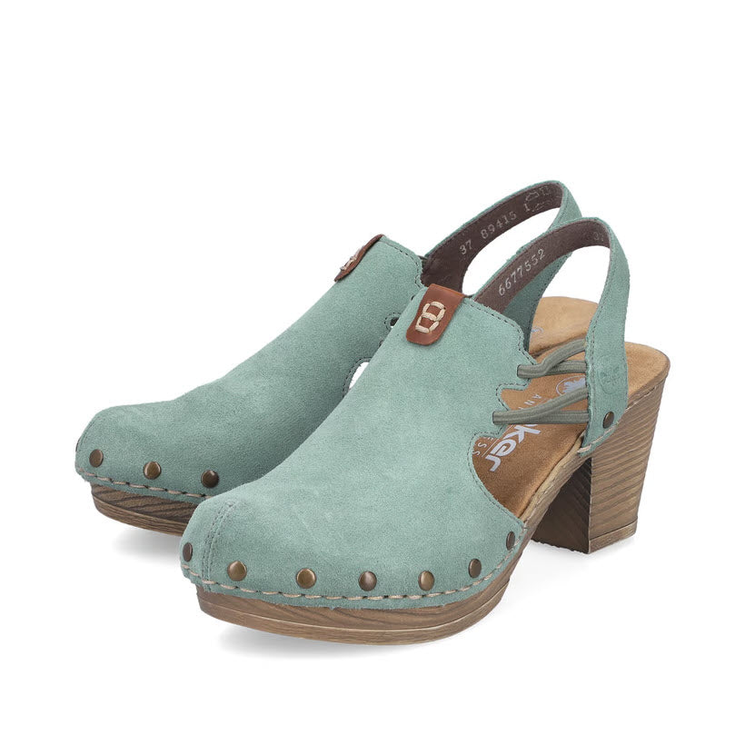 RIEKER RIVOTED NUBUCK CLOG PISTACHIO AMARETTO - WOMENS
