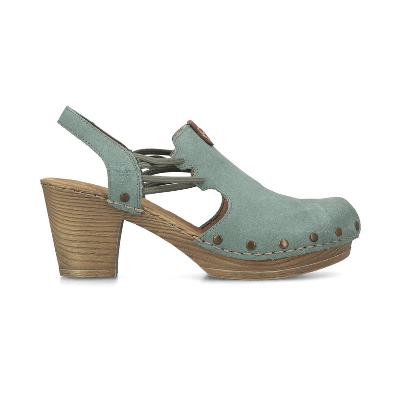 RIEKER RIVOTED NUBUCK CLOG PISTACHIO AMARETTO - WOMENS