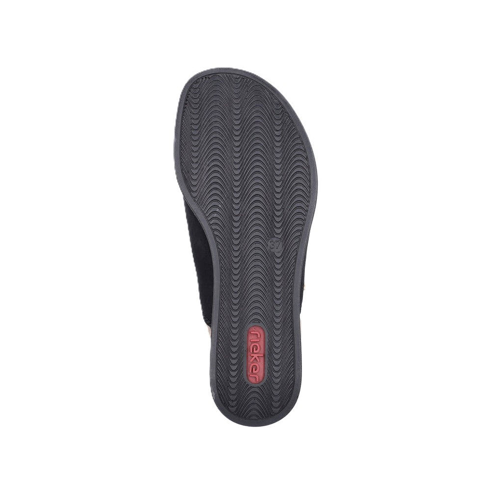 RIEKER PLATFORM BACKSTRAP SLIDE NUBUCK BLACK - WOMENS
