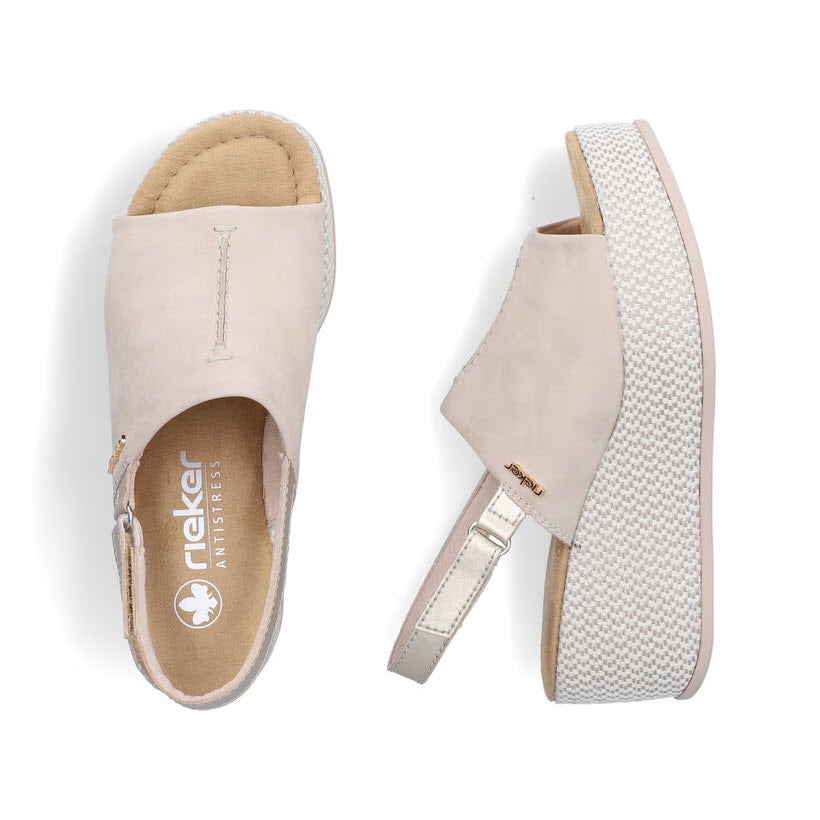 RIEKER PLATFORM BACKSTRAP SLIDE NUBUCK GINGER - WOMENS