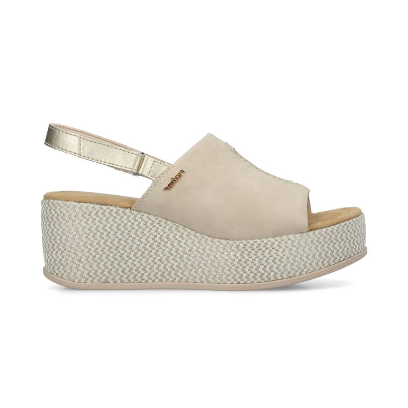 RIEKER PLATFORM BACKSTRAP SLIDE NUBUCK GINGER - WOMENS