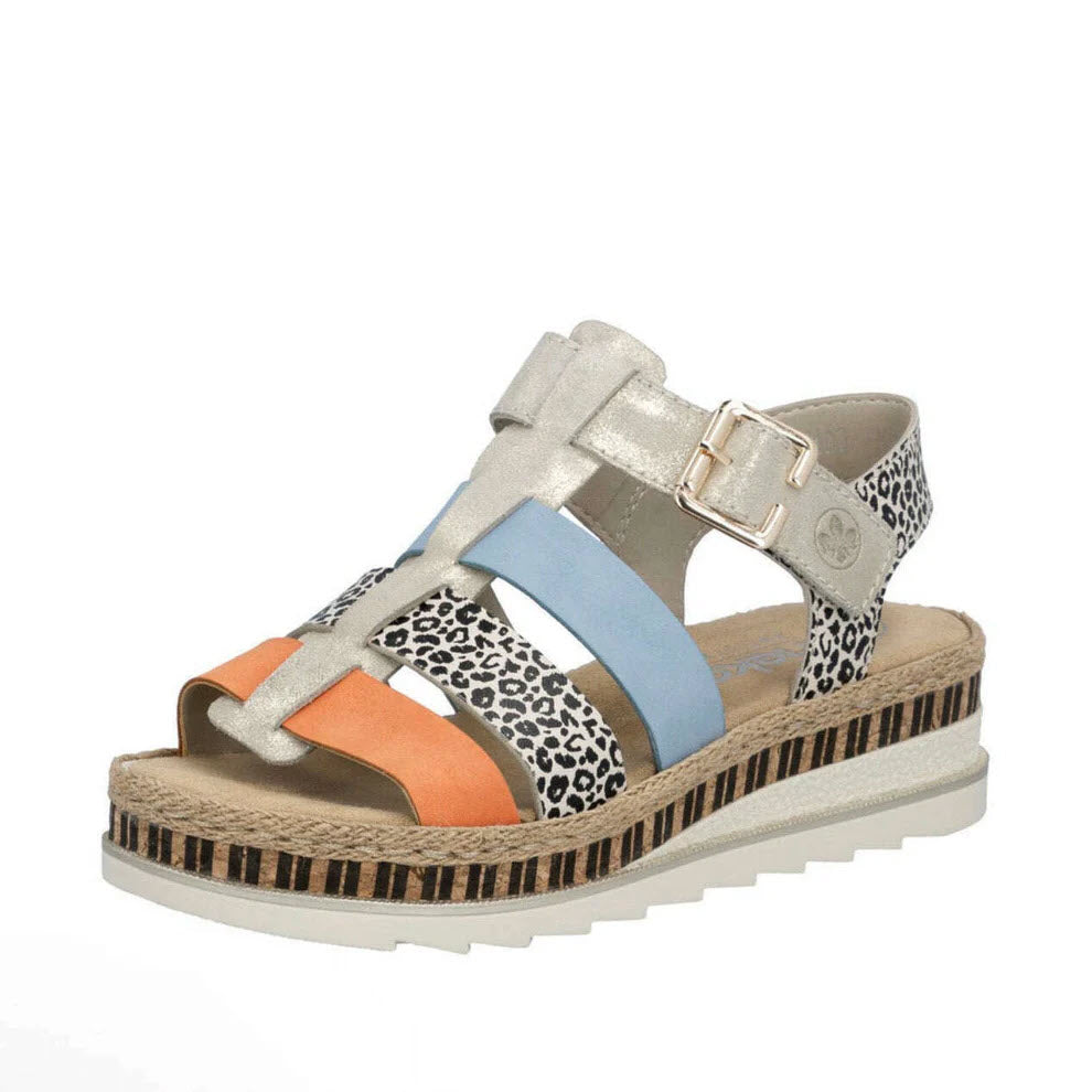 RIEKER ADJUSTABLE GLADIATOR SANDAL NUDE PUMPKIN CHEETAH - WOMENS