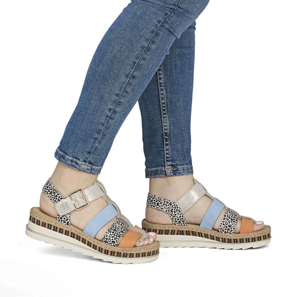 RIEKER ADJUSTABLE GLADIATOR SANDAL NUDE PUMPKIN CHEETAH - WOMENS