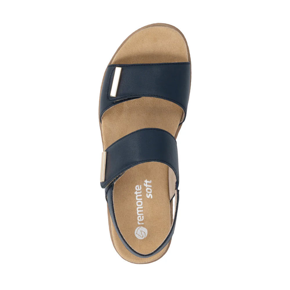 REMONTE BAR BUCKLE QUARTER STRAP SANDAL REMOVABLE INSOLE NAVY - WOMENS