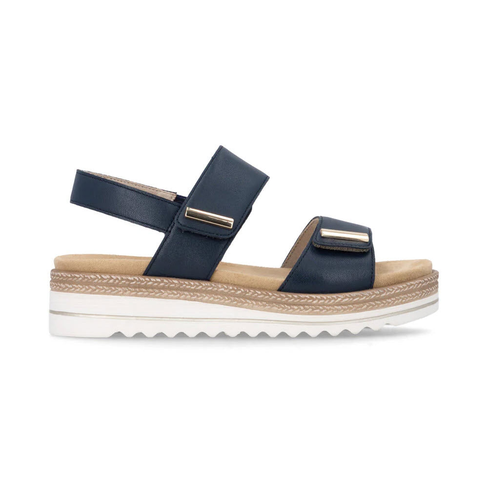 REMONTE BAR BUCKLE QUARTER STRAP SANDAL REMOVABLE INSOLE NAVY - WOMENS
