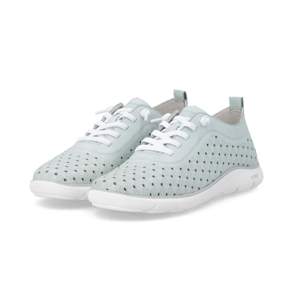REMONTE PERFORATED SNEAKER PALE GREEN - WOMENS