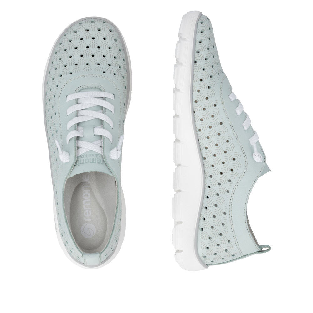 REMONTE PERFORATED SNEAKER PALE GREEN - WOMENS