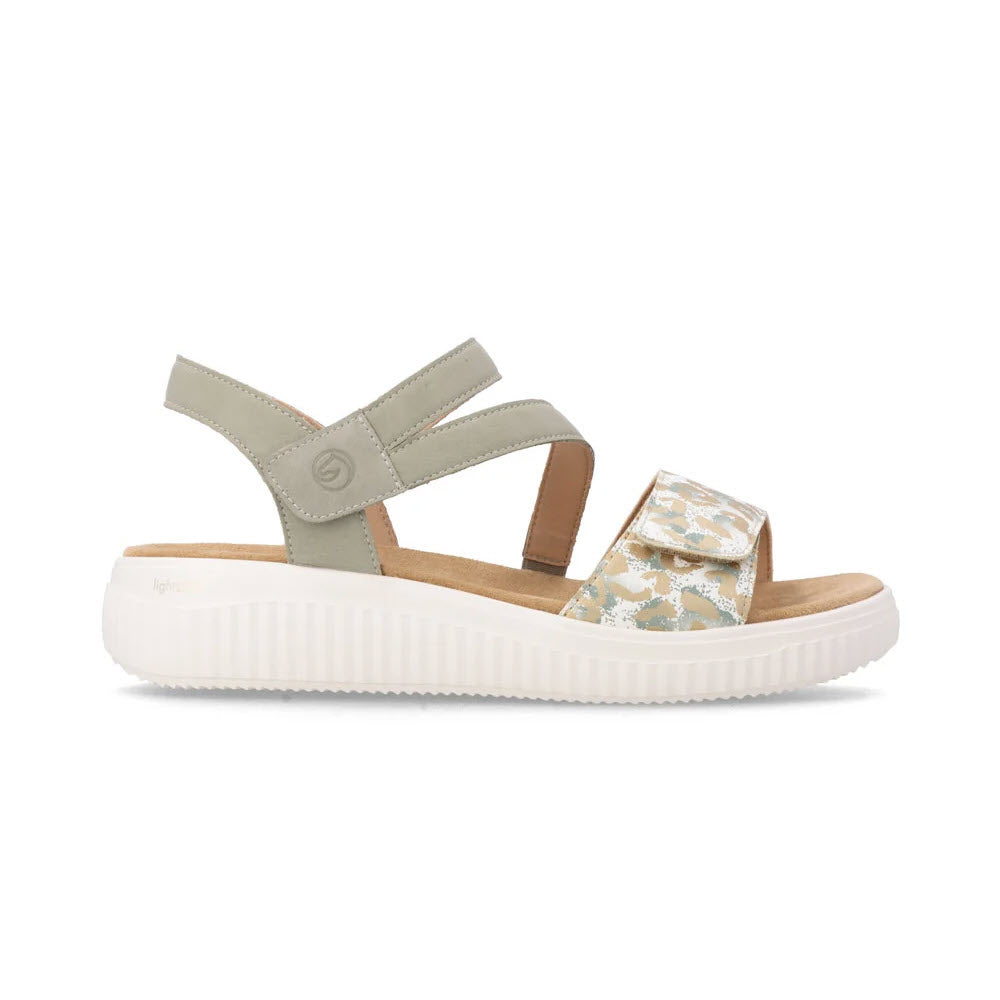 REMONTE COMFORT ADJUSTABLE SANDAL OFF WHITE LEOPARD SAGE - WOMENS