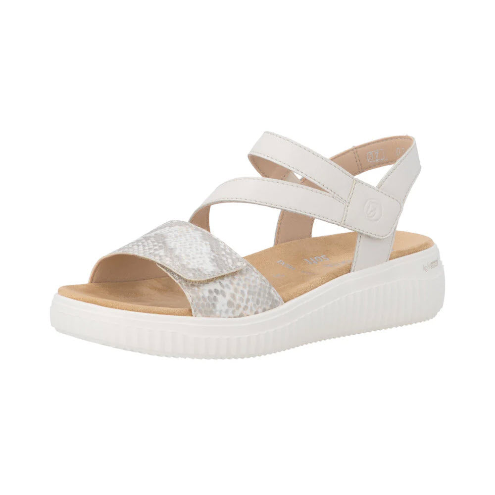 REMONTE COMFORT ADJUSTABLE SANDAL OFF WHITE REPTILE GOLD - WOMENS