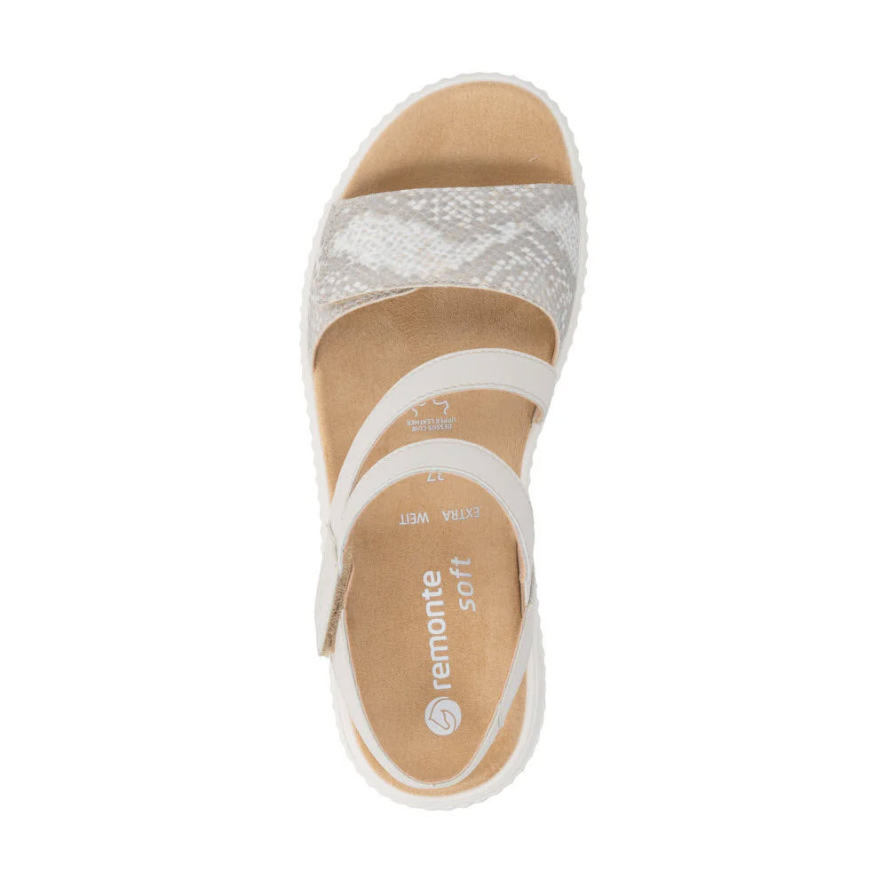 REMONTE COMFORT ADJUSTABLE SANDAL OFF WHITE REPTILE GOLD - WOMENS
