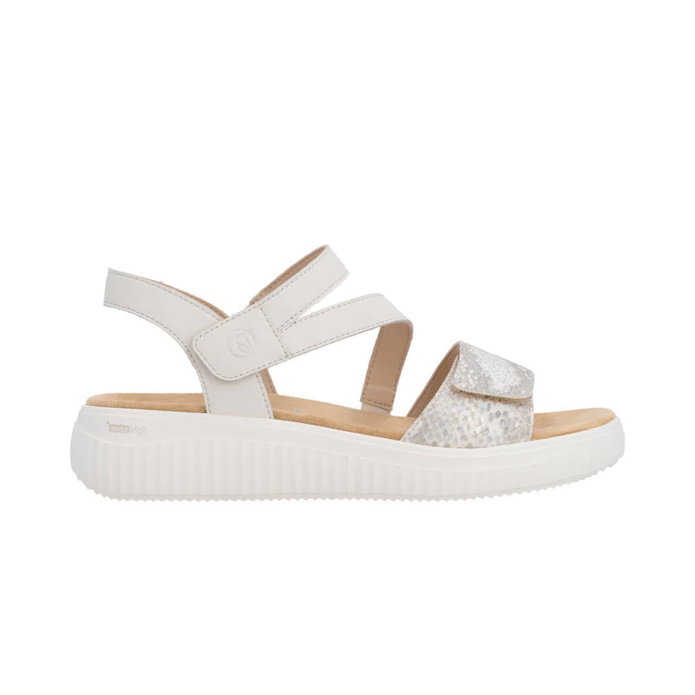 REMONTE COMFORT ADJUSTABLE SANDAL OFF WHITE REPTILE GOLD - WOMENS