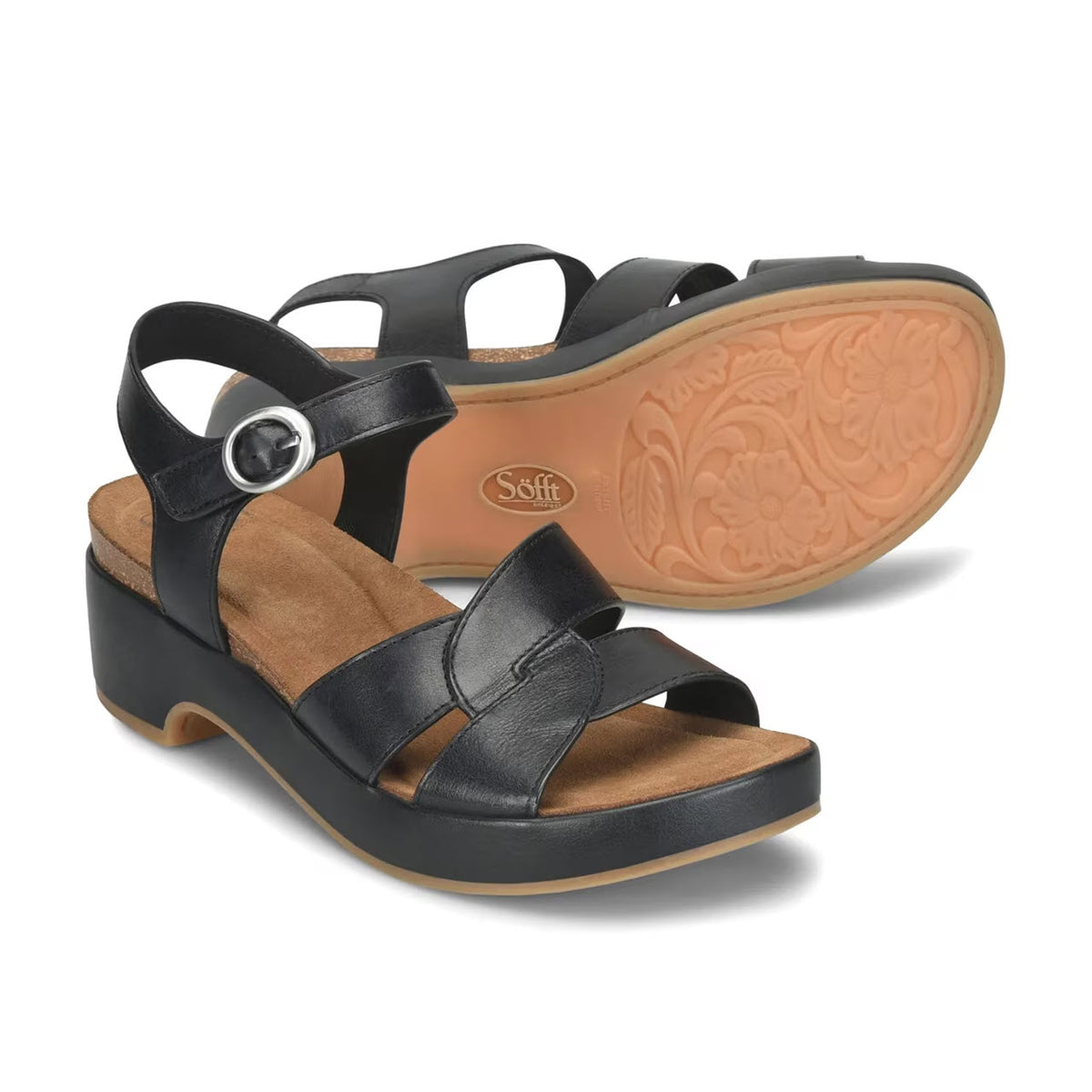 SOFFT CAPRI CORK SANDAL BLACK BLACK - WOMENS