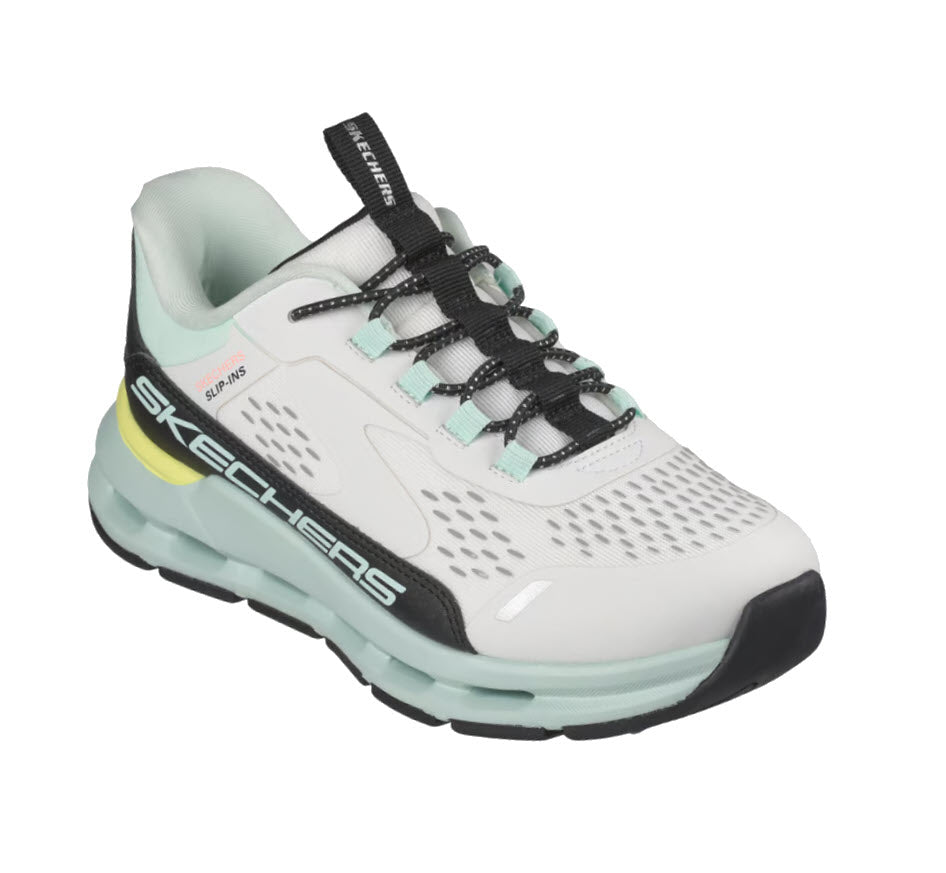 SKECHERS SLIP INS GLIDE STEP WHITE/TURQUOIS - KIDS