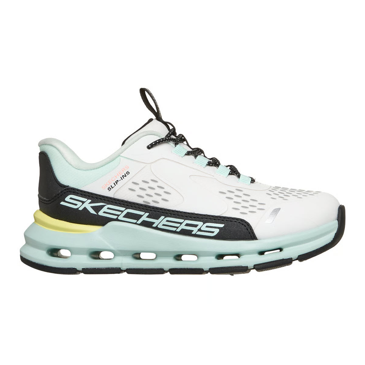 SKECHERS SLIP INS GLIDE STEP WHITE/TURQUOIS - KIDS