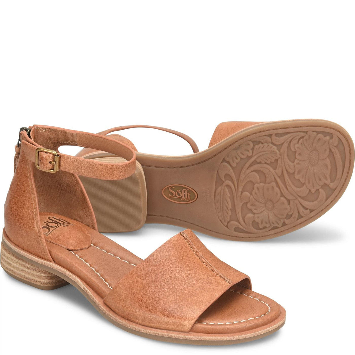 SOFFT FAXYN ZIP BACK ANKLE STRAP SANDAL LUGGAGE - WOMENS