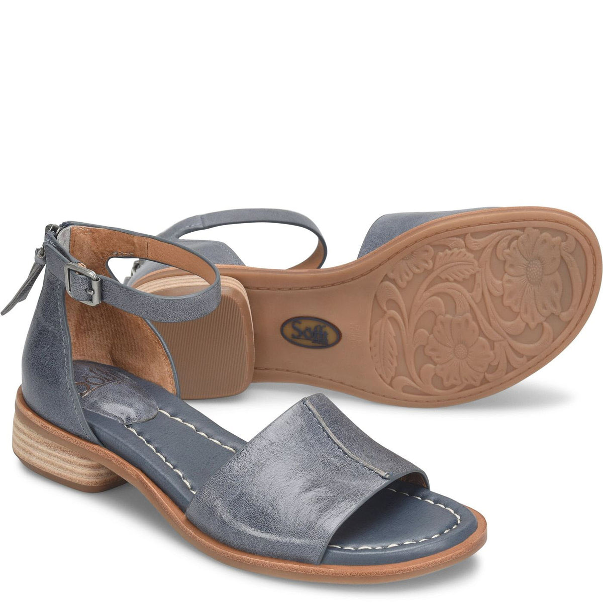 SOFFT FAXYN ZIP BACK ANKLE STRAP SANDAL ZANTE BLUE - WOMENS