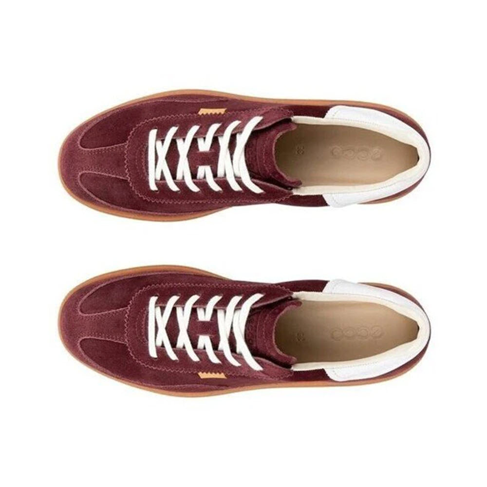 ECCO SOFT 11 LACE UP SNEAKER DARK RUBY BRIGHT WHITE - WOMENS