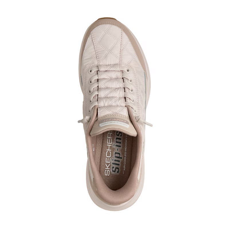 SKECHERS CONTOUR FOAM COZY FIT KNOTTED BUNGEE SLIP IN TAUPE - WOMENS