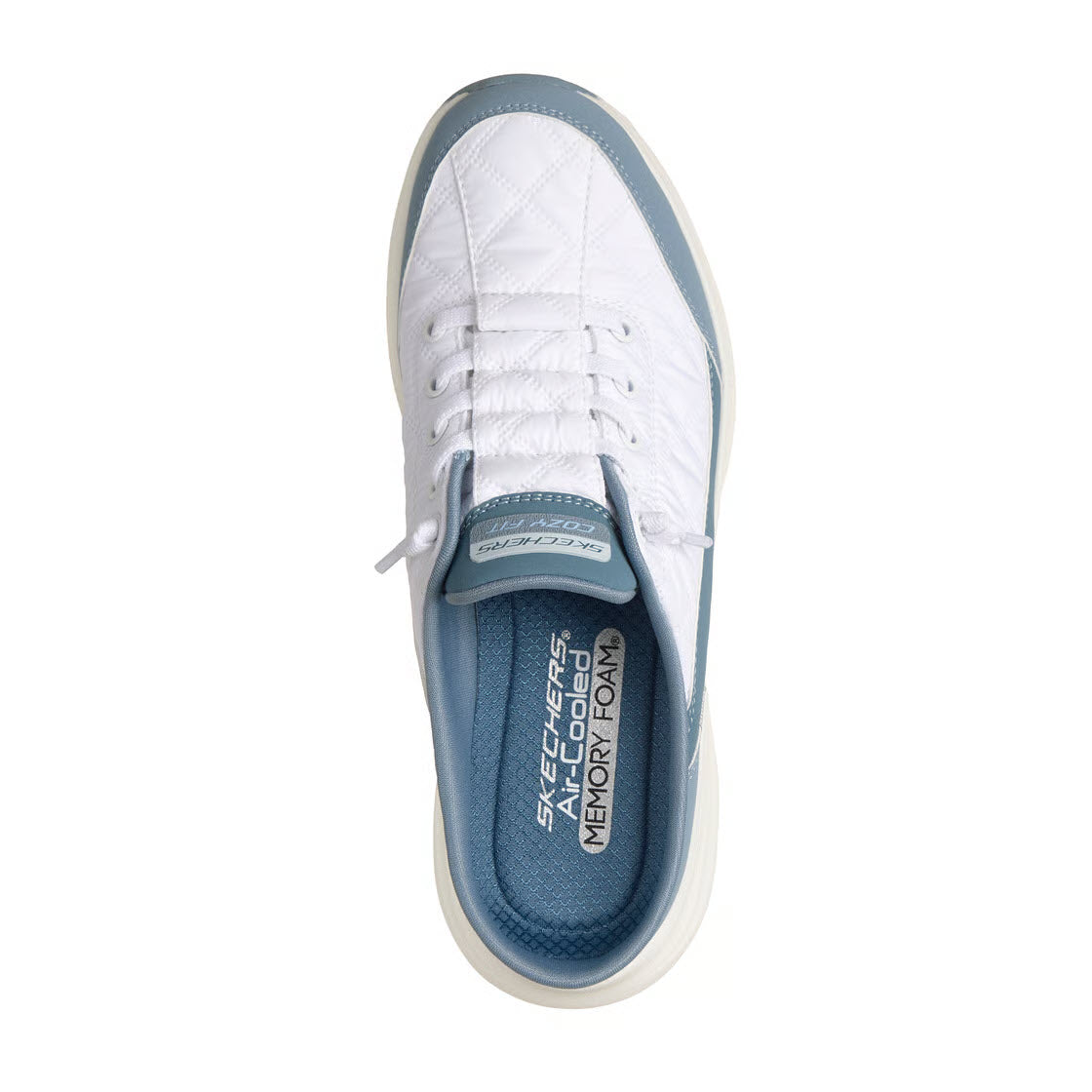 SKECHERS CONTOUR FOAM SWEET EMBRACE OPEN BACK BLUE WHITE - WOMENS