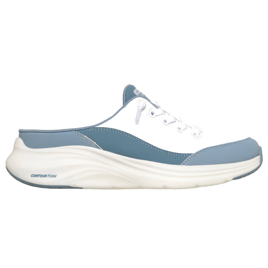 SKECHERS CONTOUR FOAM SWEET EMBRACE OPEN BACK BLUE WHITE - WOMENS
