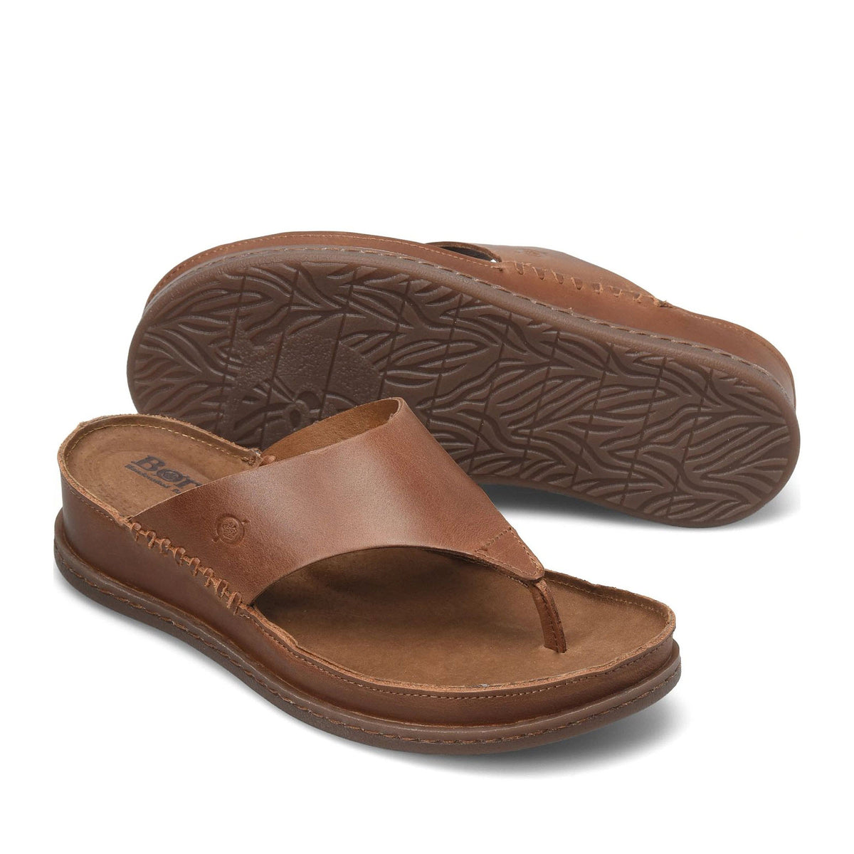 BORN EDIE THONG SANDAL LEATHER BROWN - WOMENS