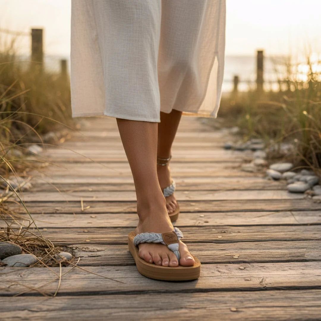 TIDEWATER HARBOR BRAIDED FLIP FLOP SILVER SPARKLES- WOMENS