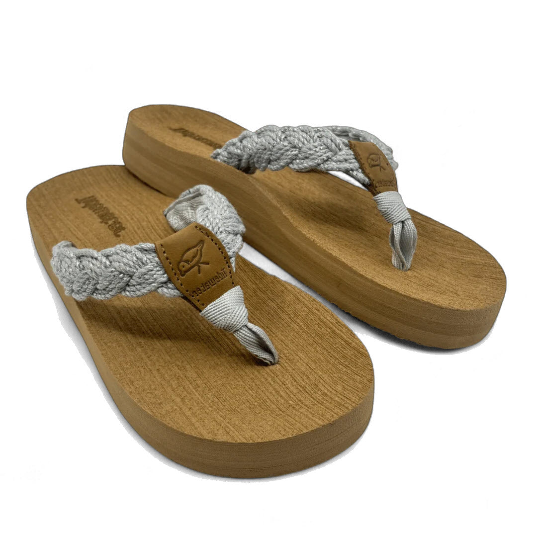 TIDEWATER HARBOR BRAIDED FLIP FLOP SILVER SPARKLES- WOMENS