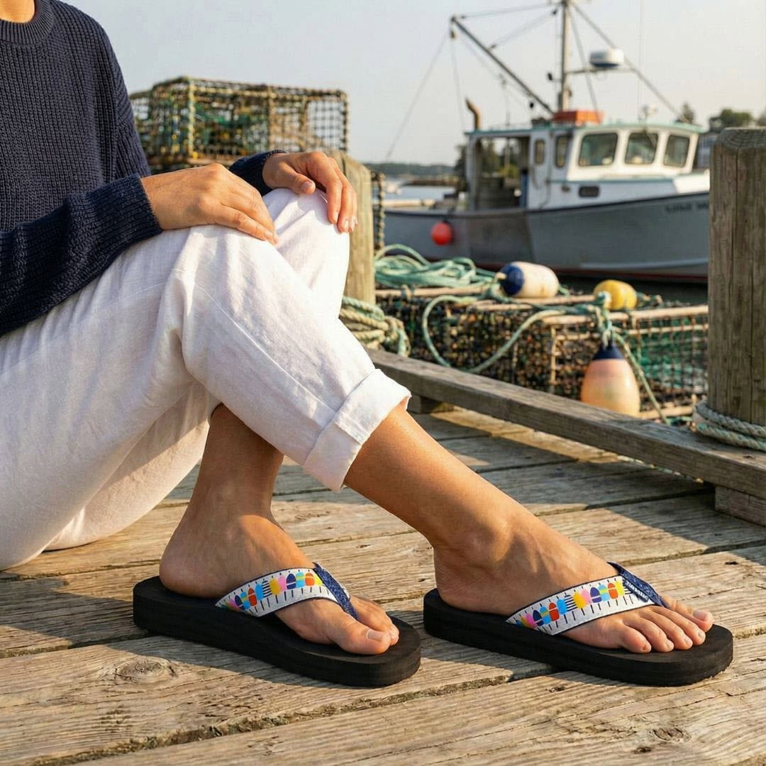 TIDEWATER BUOYLINE PATTERNED FLIP FLOP MULTI COLORED - WOMENS