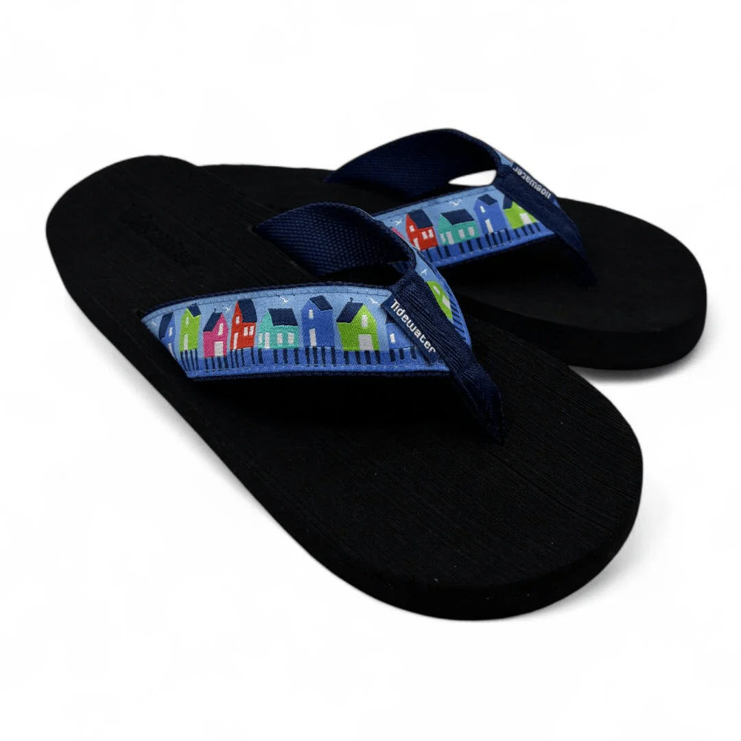 TIDEWATER LOBSTER COVE PATTERNED FLIP FLOP BLUE MULTI - WOMENS